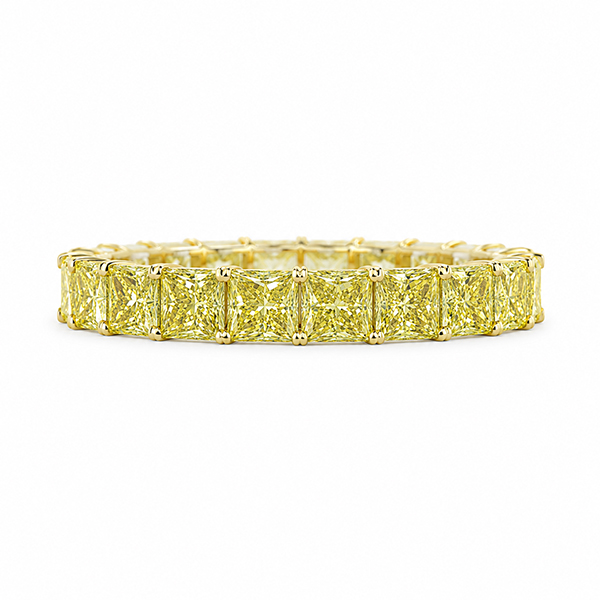 18K  Asscher Cut Fancy Yellow Diamond Eternity Band